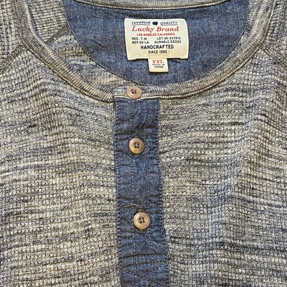 Lucky Brand Men’s Long Sleeve Henley with Crewneck - Picture 3 of 7